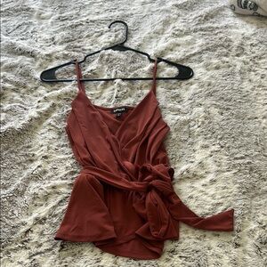 Express Women's Brown Rust Wrap Top